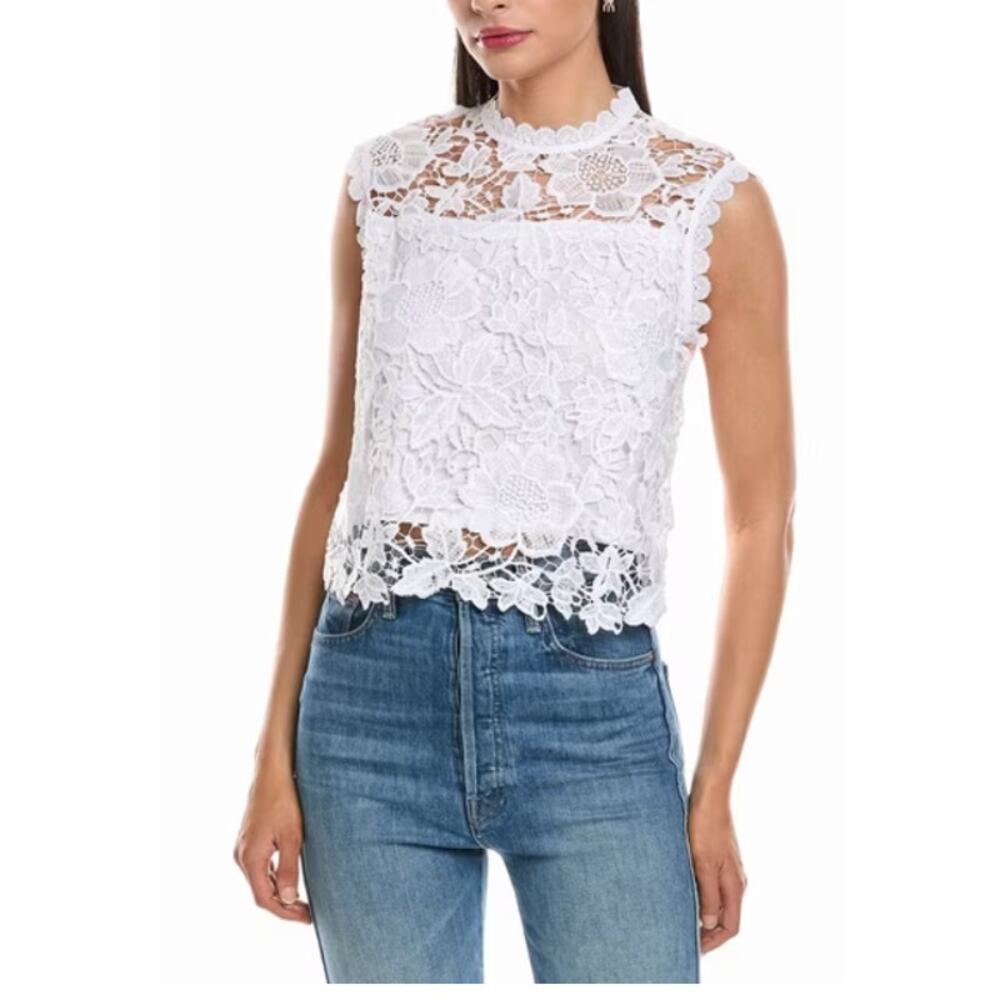 Nanette Lepore, NEW White Lacey Sleeveless Top, Med
